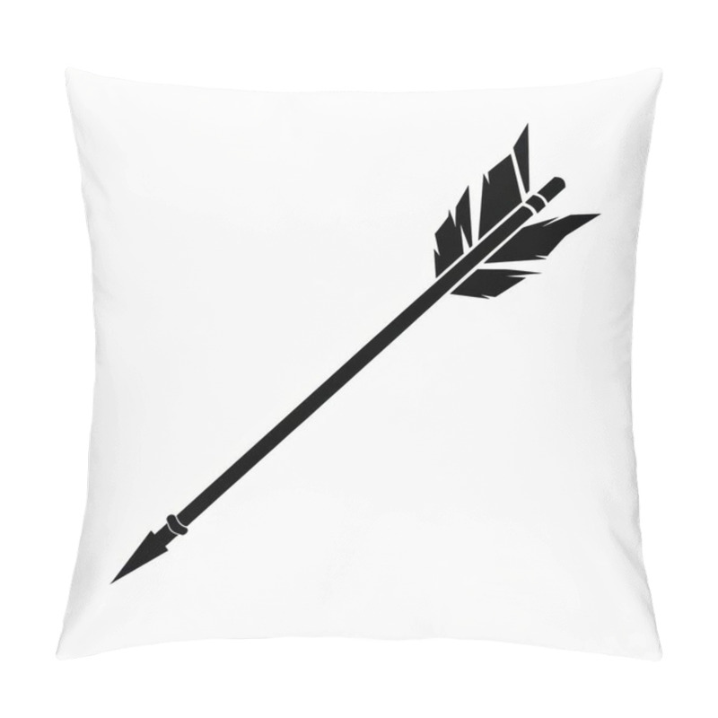 Personality  A Striking Black Silhouette Of A Traditional Arrow With Detailed Feathers. Pillow Covers