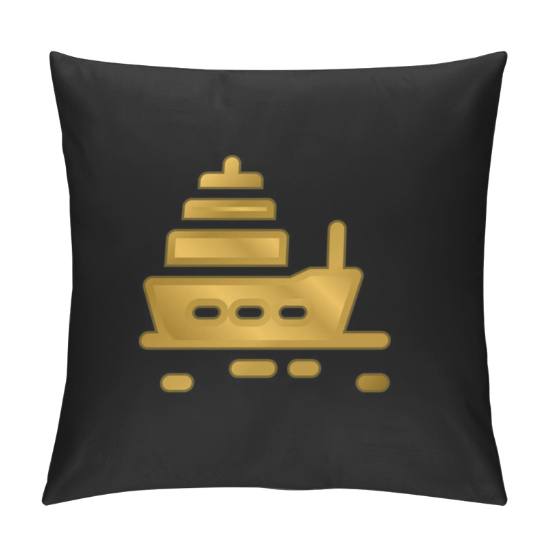 Personality  Boat Gold Plated Metalic Icon Or Logo Vector Pillow Covers