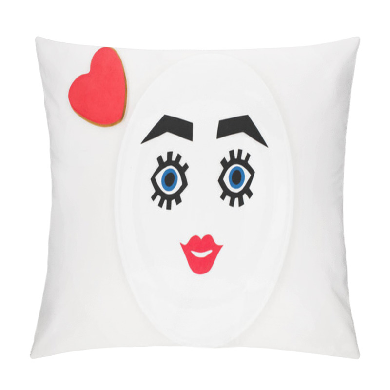 Personality  Paper Face With Makeup On Plate  Pillow Covers