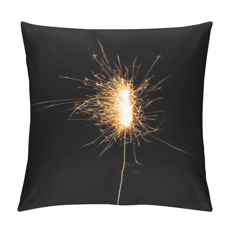 Personality  Bright Glowing New Year Sparkler On Black Background   Pillow Covers