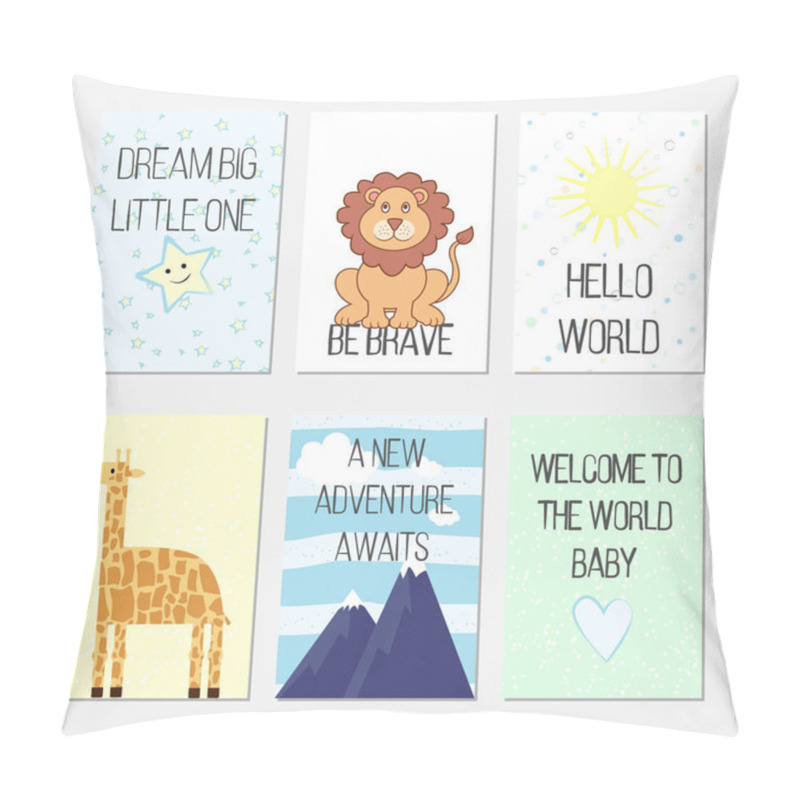 Personality  Birthday Cards With Quotes, Cartoon Leo And Giraffe For Baby Boy And Kids. Dream Big Little One. Be Brave. Hello World. A New Adventure Awaits. Welcome To The World Baby. Pillow Covers