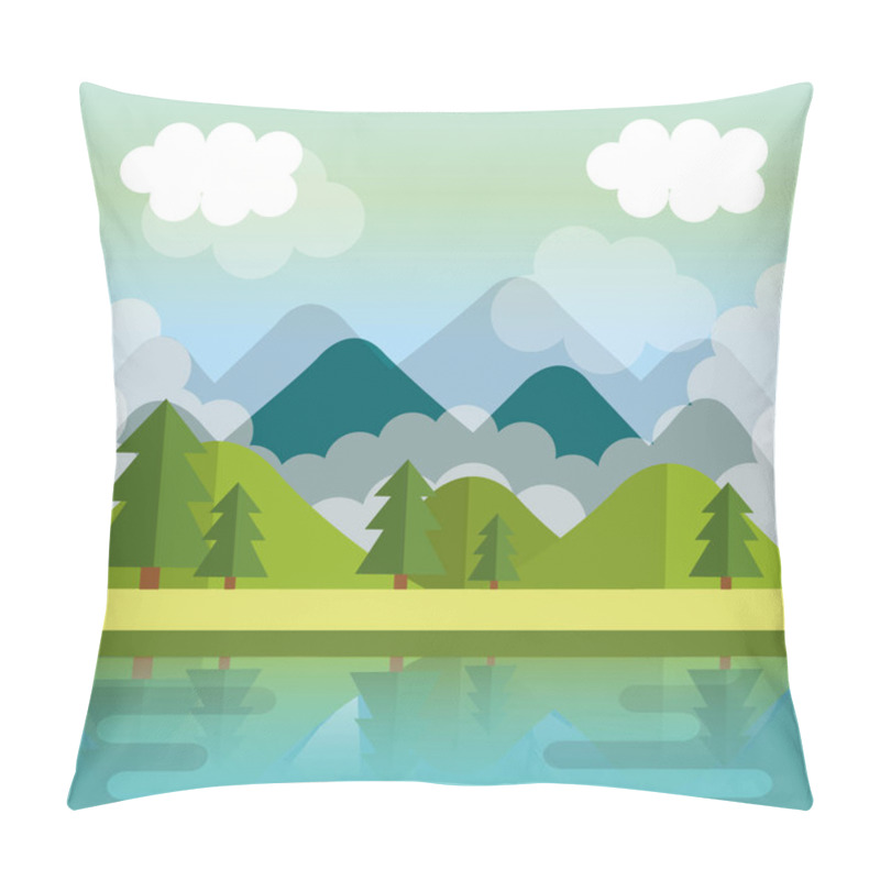 Personality  Landscape With Mountains And Lake Scene Pillow Covers