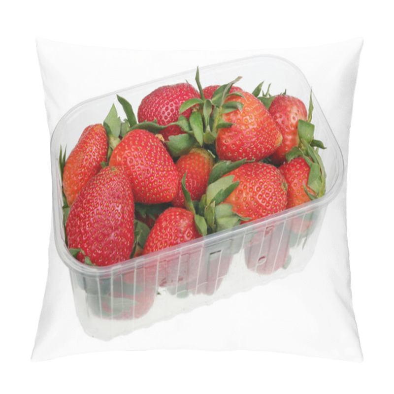 Personality  Big Strawberry Berries In An Industrial Plastic Box Isolated Mac Pillow Covers