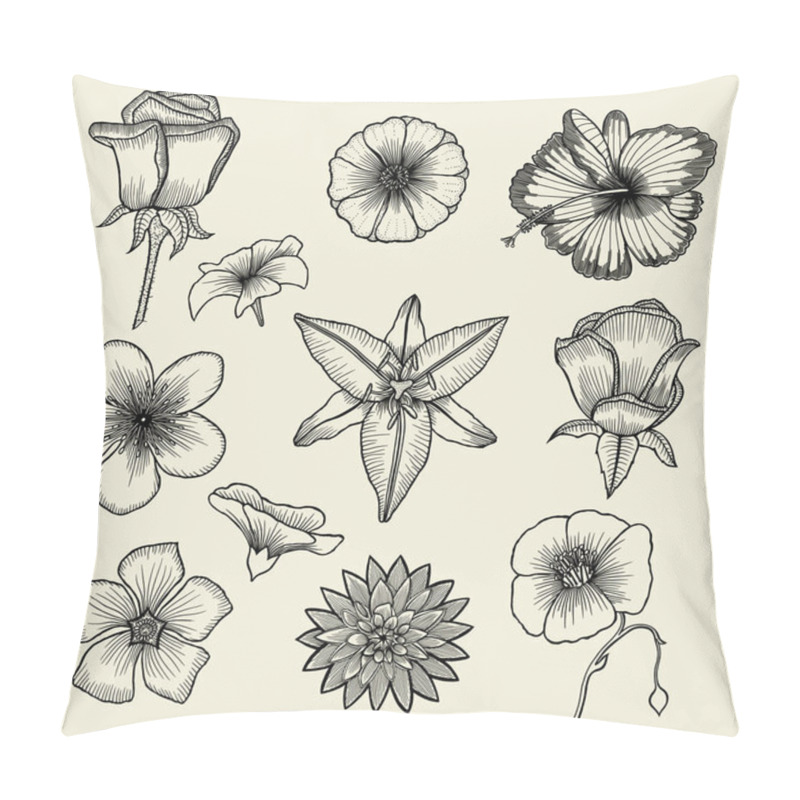 Personality  Set Of Hand Drawn Flowers Pillow Covers