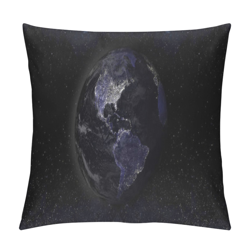 Personality  Earth Planet At Night With Urban Lights Areas, America View Illustration, Elements Of This Image Furnished By NASA Pillow Covers