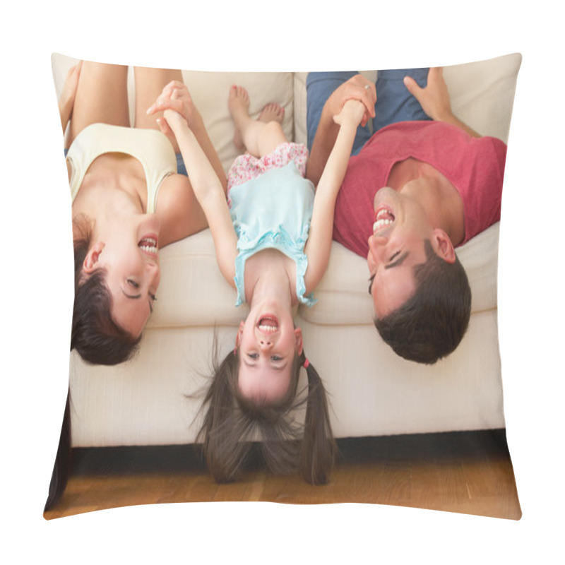 Personality  Family Lying Upside Down On Sofa With Daughter Pillow Covers