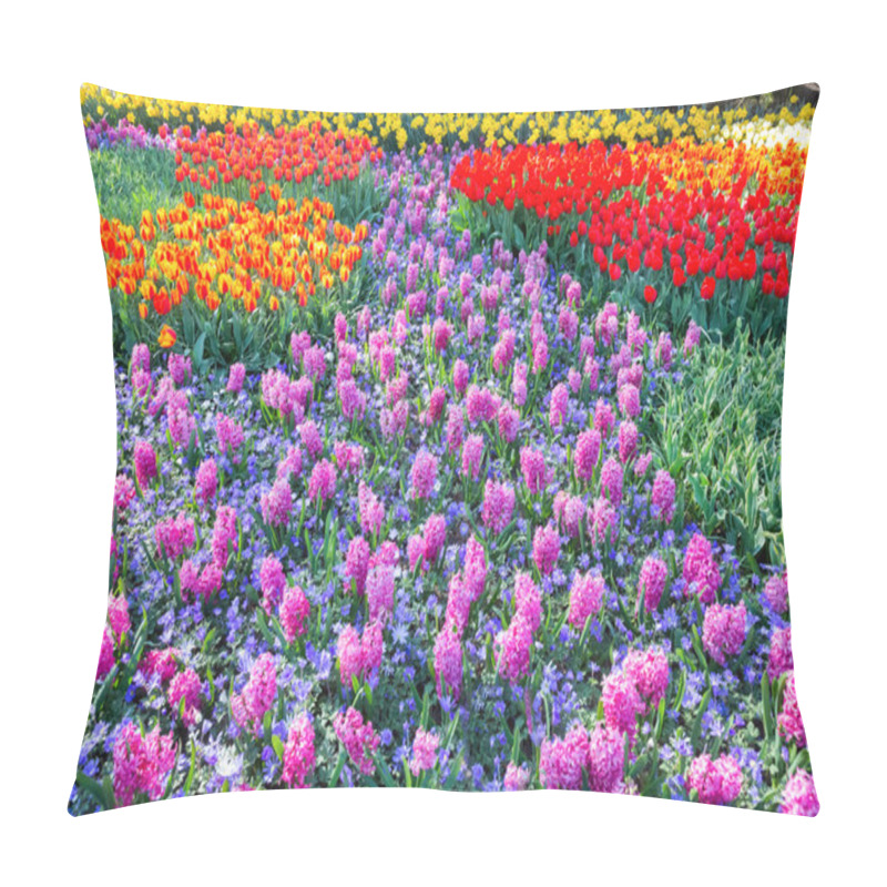 Personality  Field Of Pink Hyacinths And Red Tulips Pillow Covers