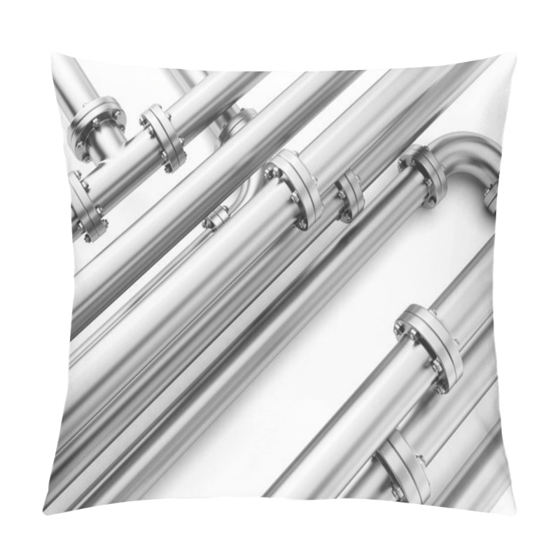 Personality  Group Metal Pipe On A White Background Close-up. Pillow Covers