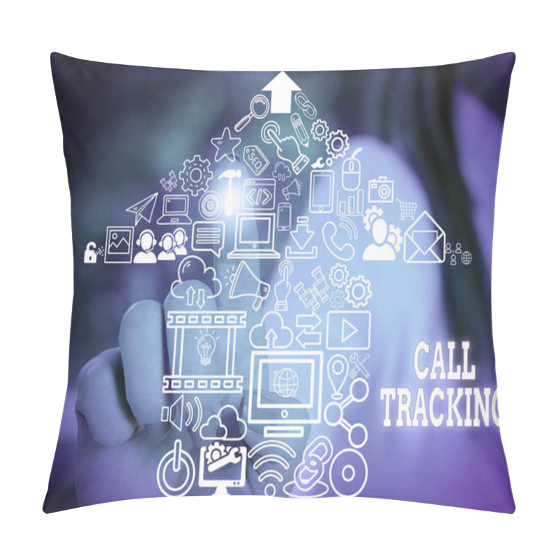 Personality  Word Writing Text Call Tracking. Business Concept For Organic Search Engine Digital Advertising Conversion Indicator Woman Wear Formal Work Suit Presenting Presentation Using Smart Device. Pillow Covers