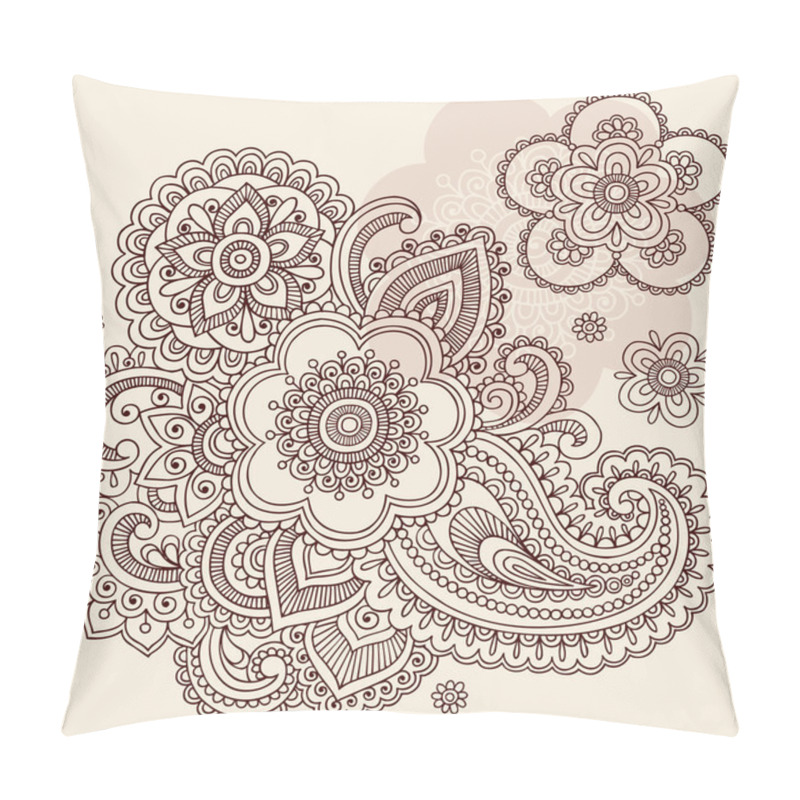 Personality  Henna Mehndi Paisley Flowers Doodle Vector Design Pillow Covers