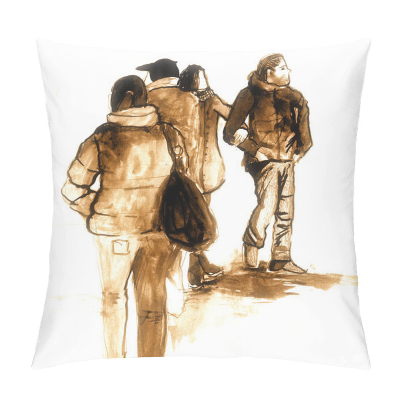 Personality  Hand Drawn Sketch Of Queue Pillow Covers