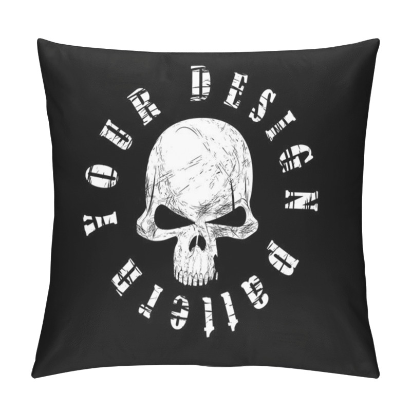 Personality  Design For T-shirt Print With Skull And Textures Pillow Covers