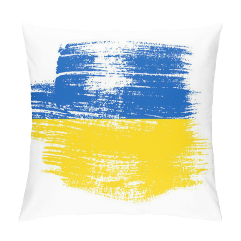 Personality  Ukrainian National Flag In Grunge Style. Painted With A Brush Stroke Flag Of Ukraine. Vector Illustration Pillow Covers