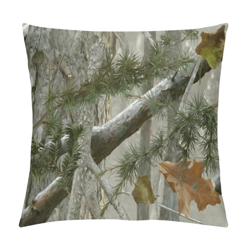 Personality  Realistic Forest Camouflage. Seamless Pattern. Conifer Trees, Branches And Leaves. Useable For Hunting And Military Purposes.  Pillow Covers