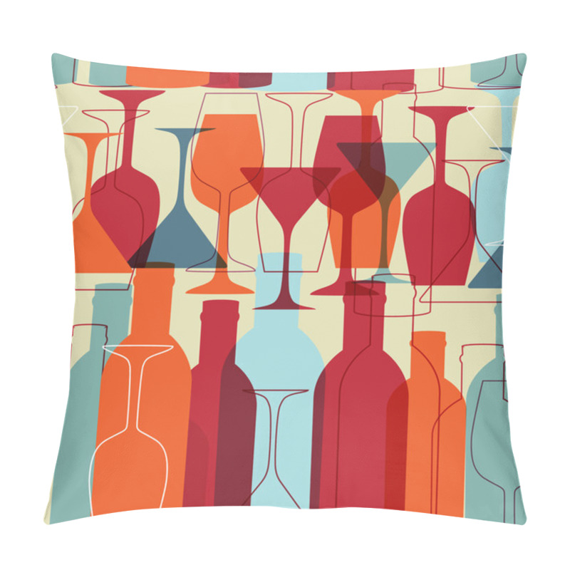 Personality  Background With Wine Bottles And Glasses Pillow Covers