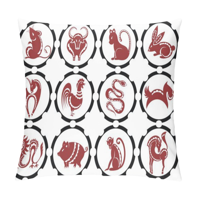 Personality  Vector Illustration Of Chinese Zodiac Signs Pillow Covers