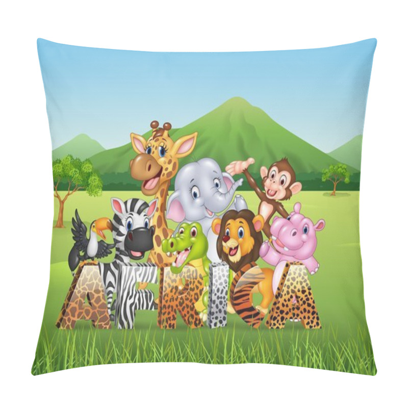 Personality  Word Africa With Cartoon Wild Animal Pillow Covers