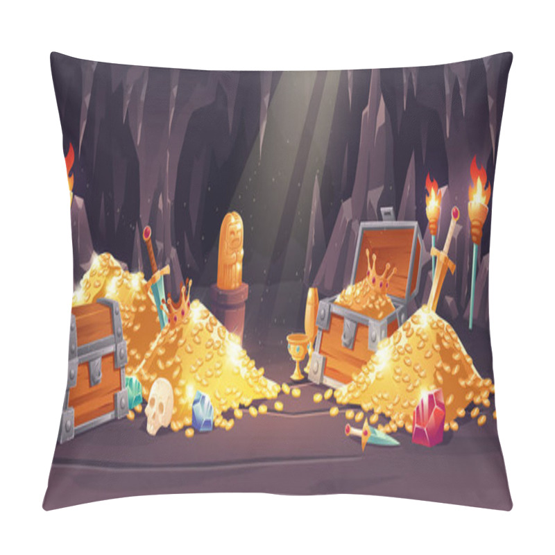 Personality  Cave With Treasure, Gold Coins And Jewelry Pillow Covers