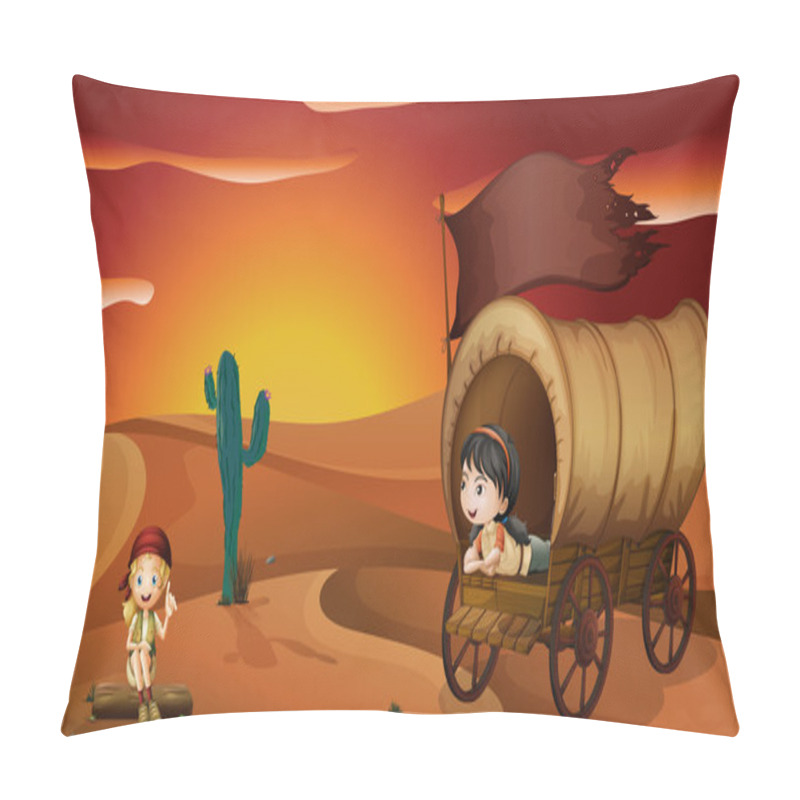 Personality  A Girl Lying Inside The Carriage And A Girl Sitting On A Wood Pillow Covers