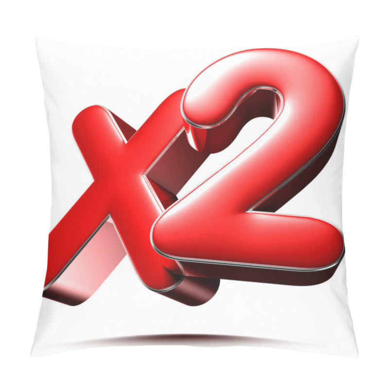 Personality  X2 Red 3D Illustration On White Background With Clipping Path. Pillow Covers