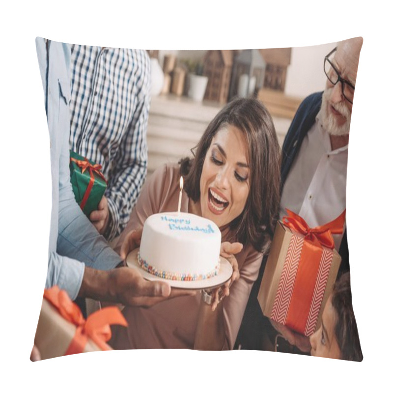 Personality  Woman Biting Birthday Cake Pillow Covers