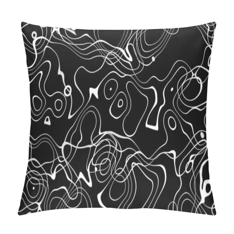 Personality  Black And White Curve Wave Line Abstract Background. Pillow Covers