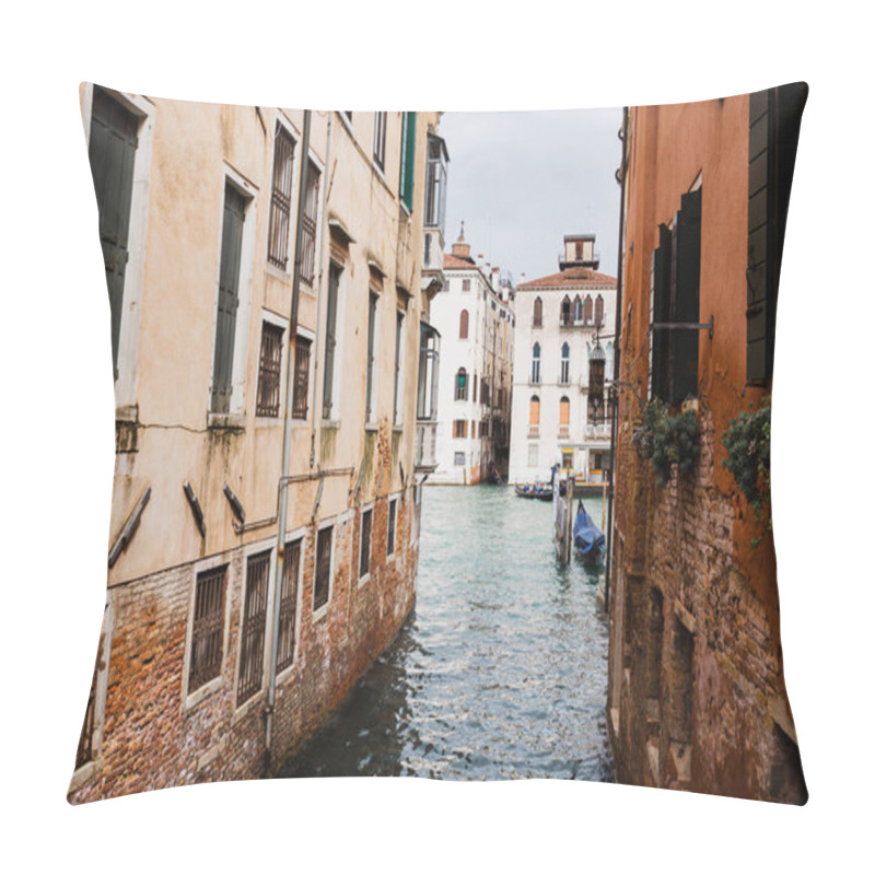 Personality  Canal And Ancient Buildings With Plants In Venice, Italy  Pillow Covers