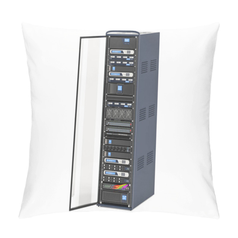 Personality  Computer Server Rack With Opened Door, 3D Rendering Pillow Covers