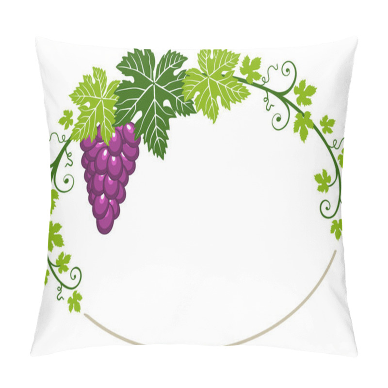 Personality  Grapes Frame With Leaves On White Background Pillow Covers