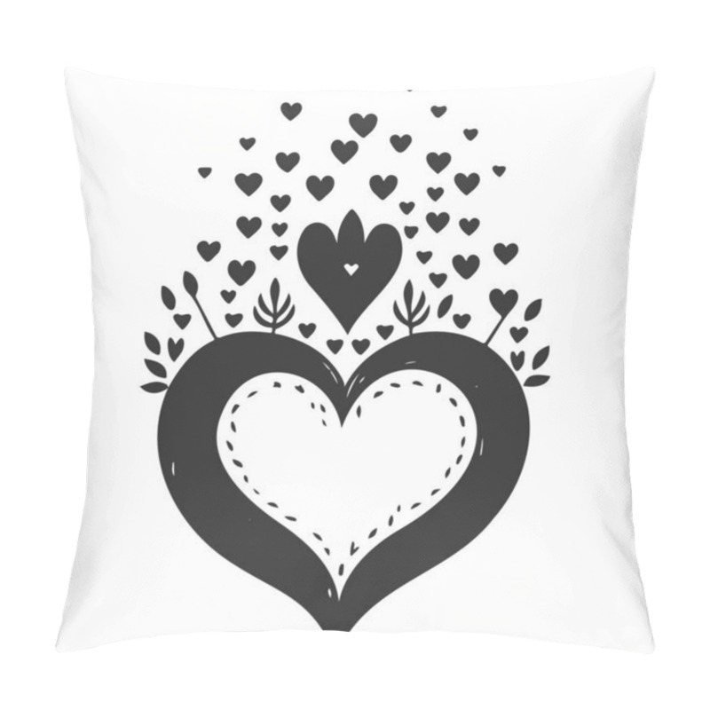 Personality  Heart Shaped Tree Growing Love,  Romantic Vector Illustration Pillow Covers