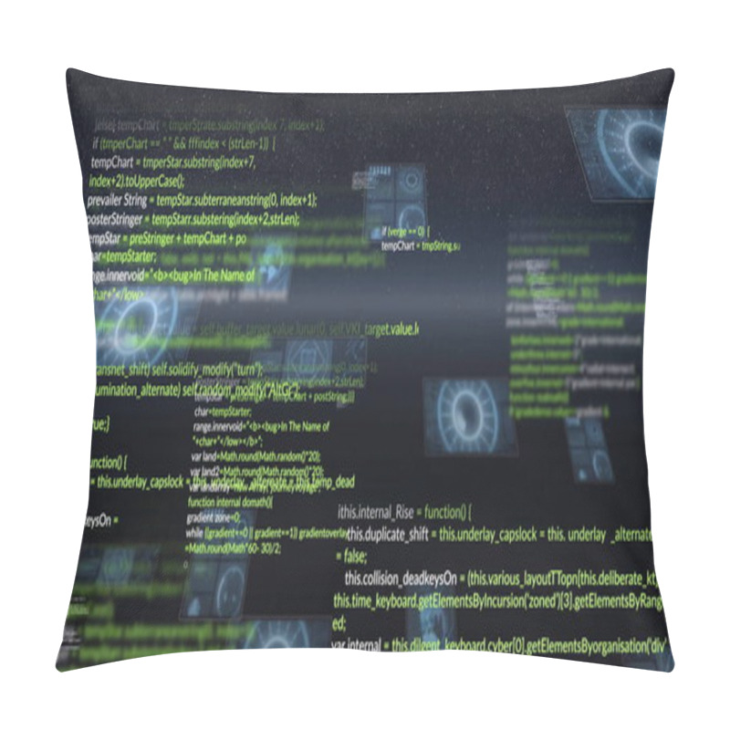 Personality  Programming Code And Data Processing Image Over Digital Interface With Graphs. Technology, Coding, Analytics, Software, Visualization, Information Pillow Covers