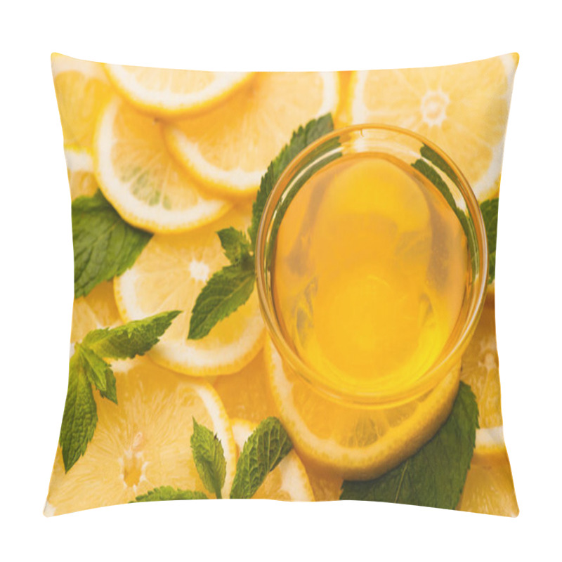 Personality  Jar Of Honey On Sliced Yellow Lemons With Mint Green Leaves Pillow Covers