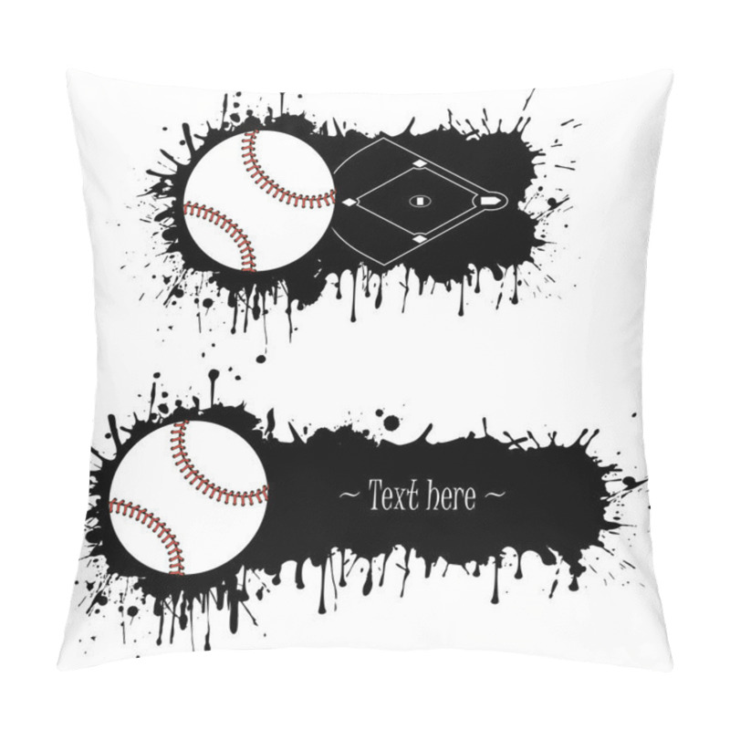 Personality  Set Of Hand Drawn Grunge Banners With Baseball Pillow Covers