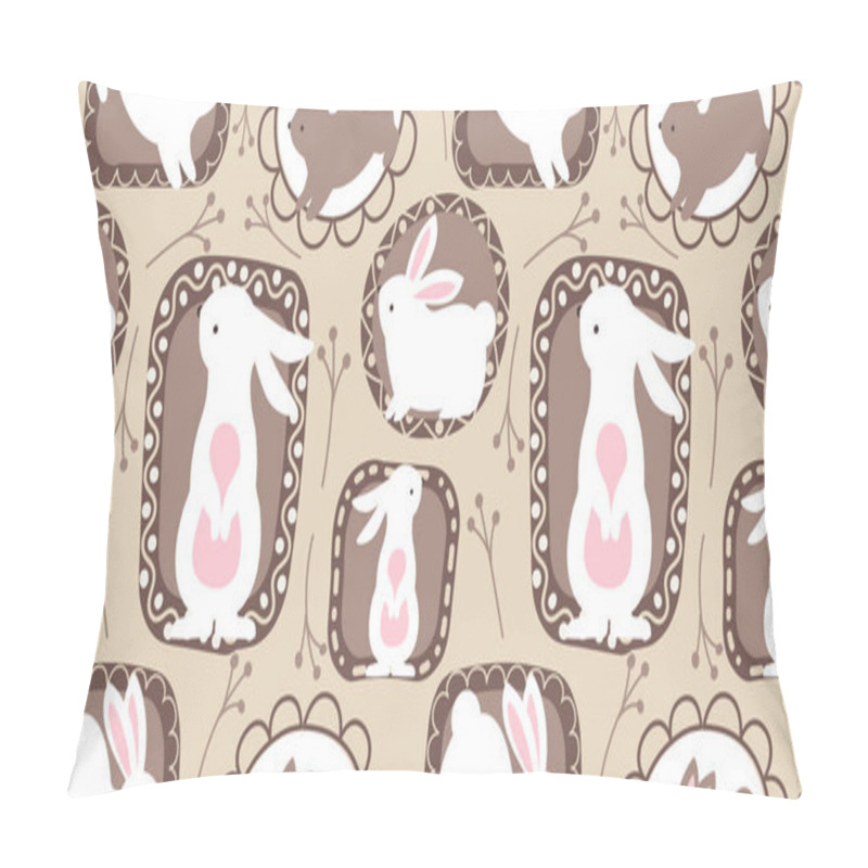 Personality  Cute Bunny In The Garden Seamless Pattern Pillow Covers