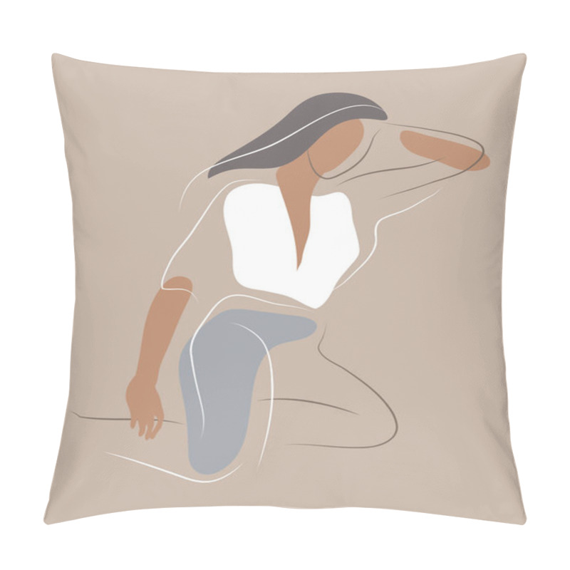 Personality  Feminine Concept Design Template And Illustration. Woman In Minimal Linear Style Fashion Illustration By Femininity, Beauty And Modern Art. Abstract Poster And T-shirt Print Pillow Covers