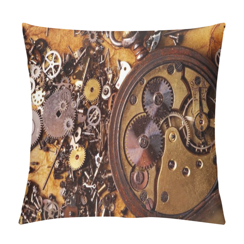 Personality  The Old Gears On The Textured Paper Pillow Covers