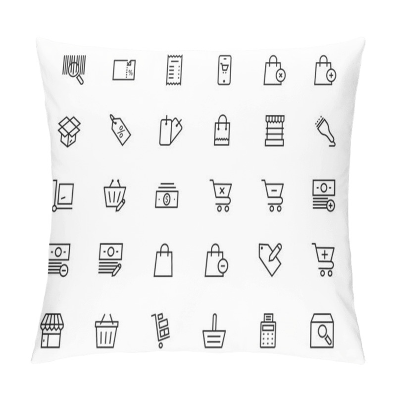 Personality  Shopping And Commerce Vector Line Icons 3 Pillow Covers