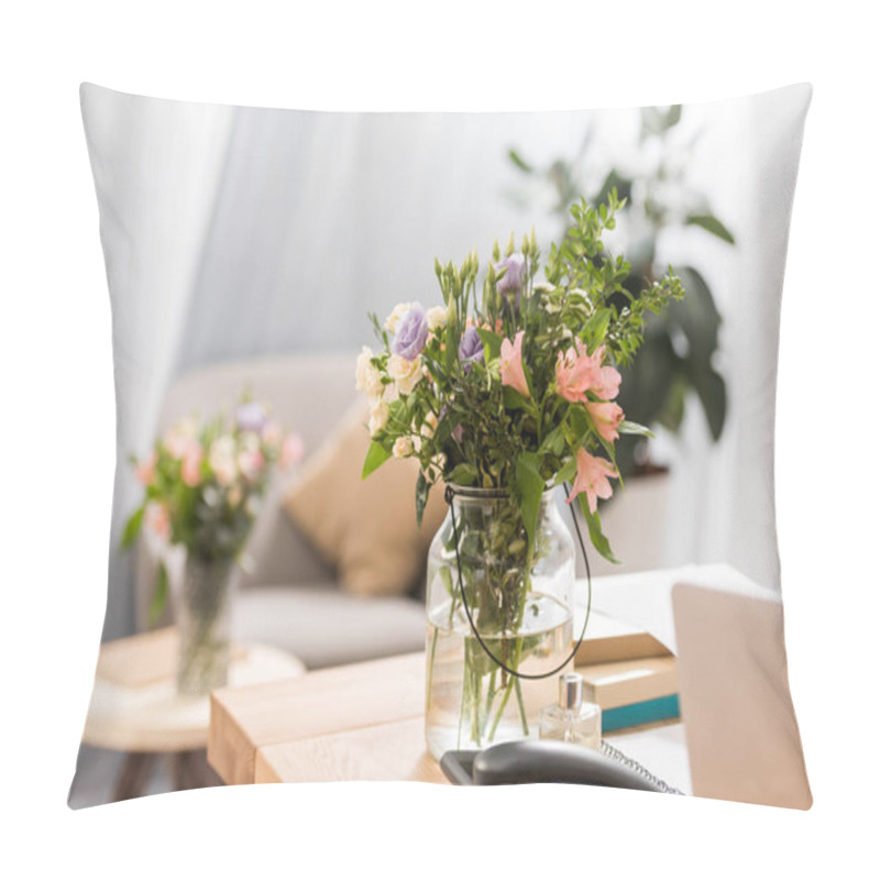 Personality  Flowers In Vase At Workplace In Modern Office Pillow Covers