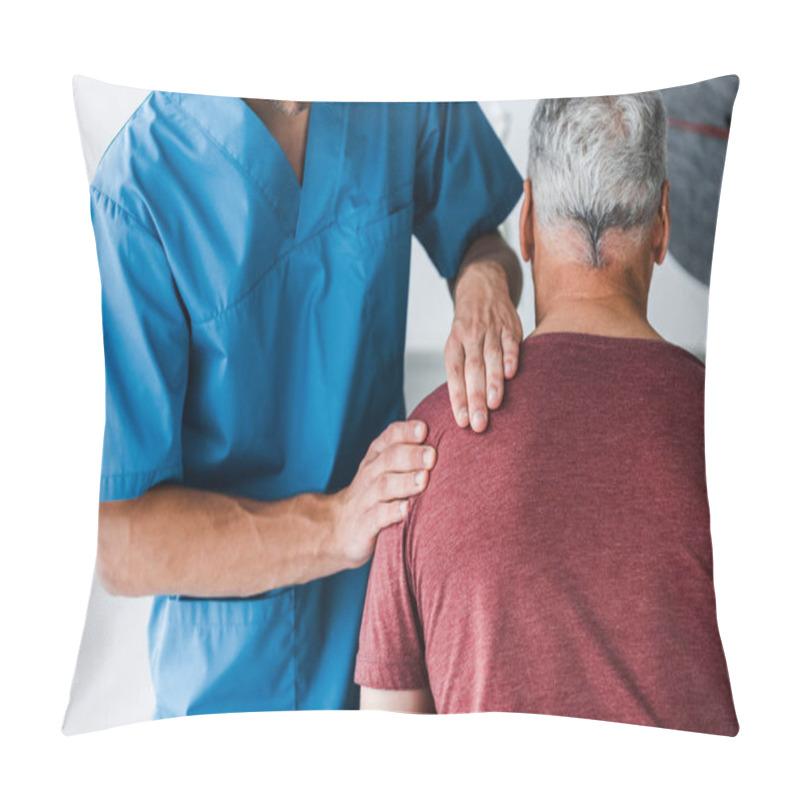 Personality  Back View Of Patient Sitting Near Doctor In Clinic  Pillow Covers