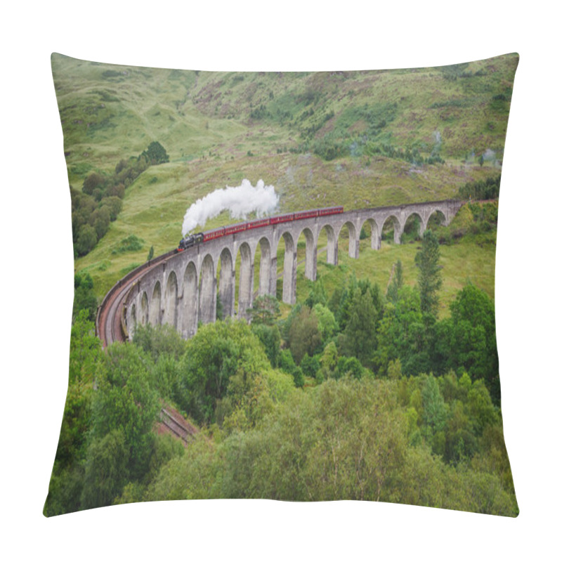 Personality  Steam Train On A Famous Glenfinnan Viaduct, Scotland Pillow Covers