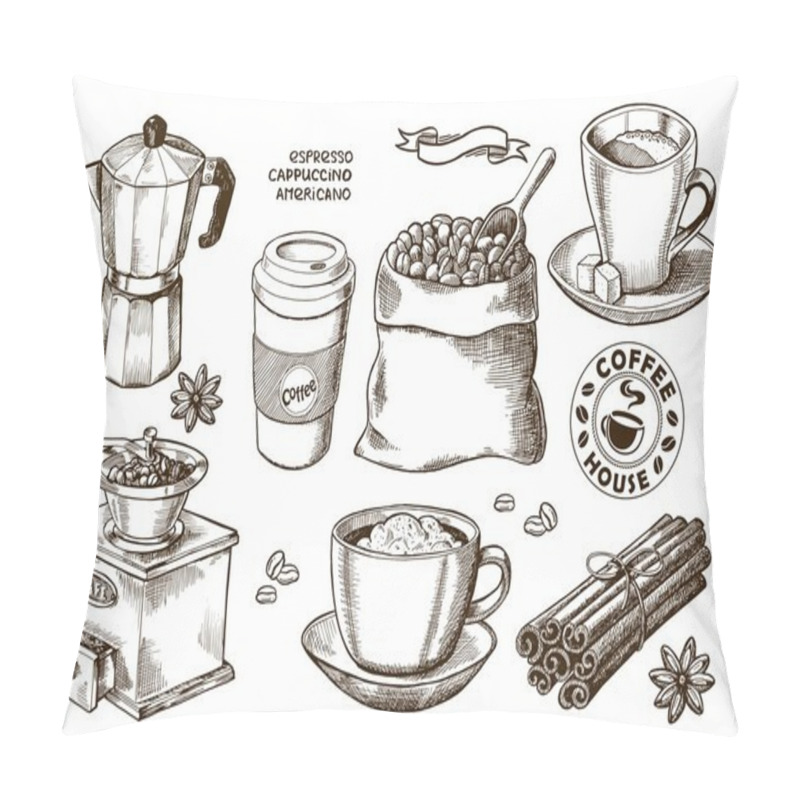 Personality  Hand Drawn Coffee Set Pillow Covers