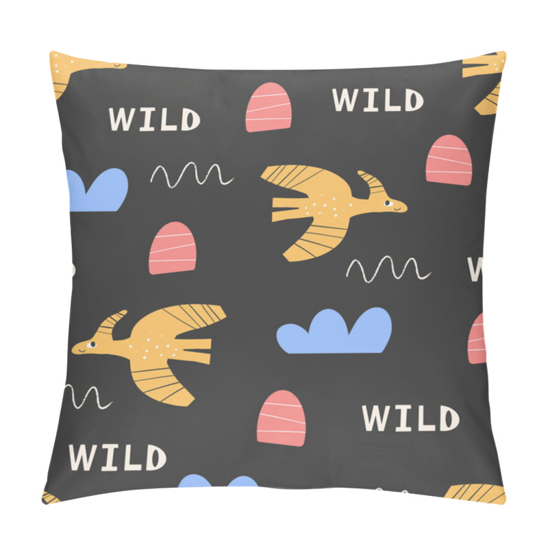 Personality  Cute Dinosaur Pattern - Hand Drawn Childish Dinosaur Seamless Pattern Design Pillow Covers