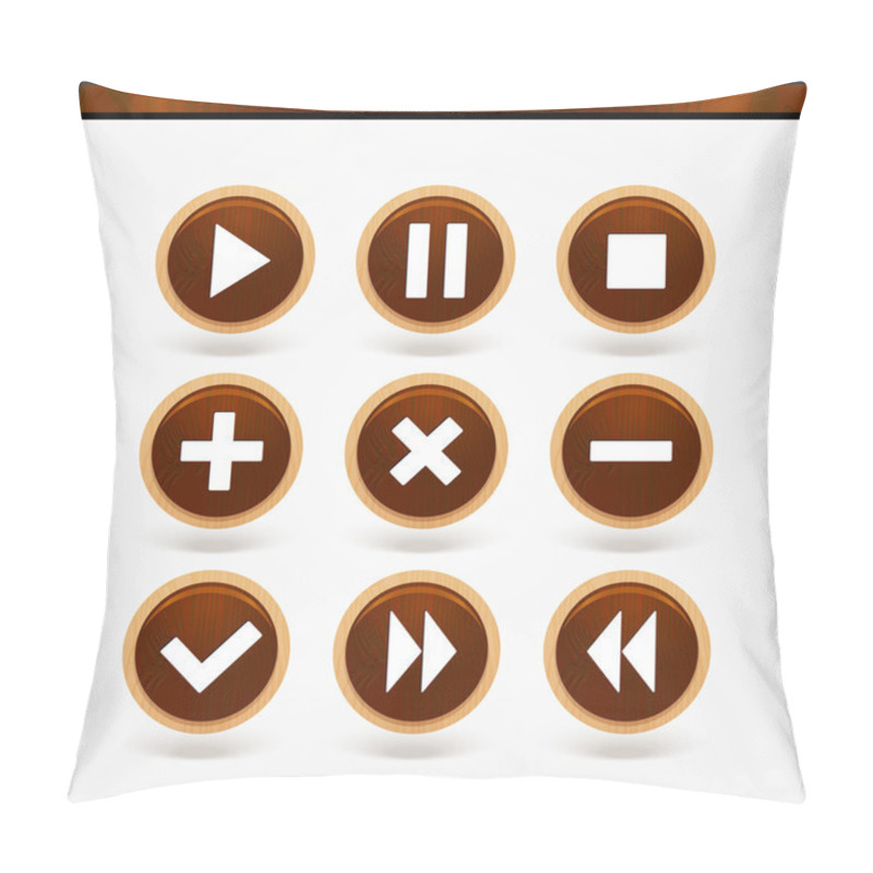 Personality  Set Of Round Wooden Media Player Buttons Pillow Covers