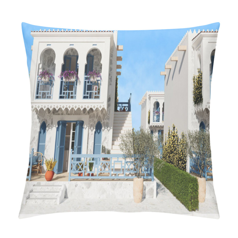 Personality  Mediterranean Style Villas With Elegant Architecture And Lush Landscaping Pillow Covers