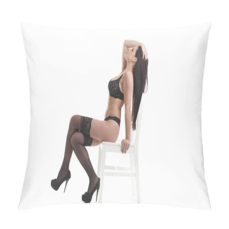 Personality  Woman In Underwear On A Chair Pillow Covers