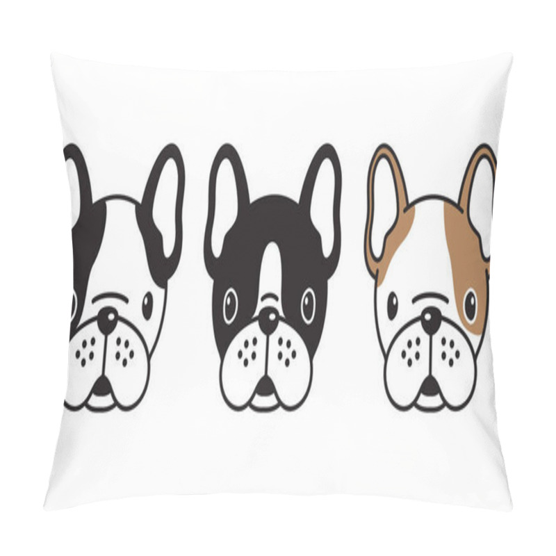 Personality  Dog Vector French Bulldog Pug Head Logo Icon Illustration Cartoon Doodle Pillow Covers