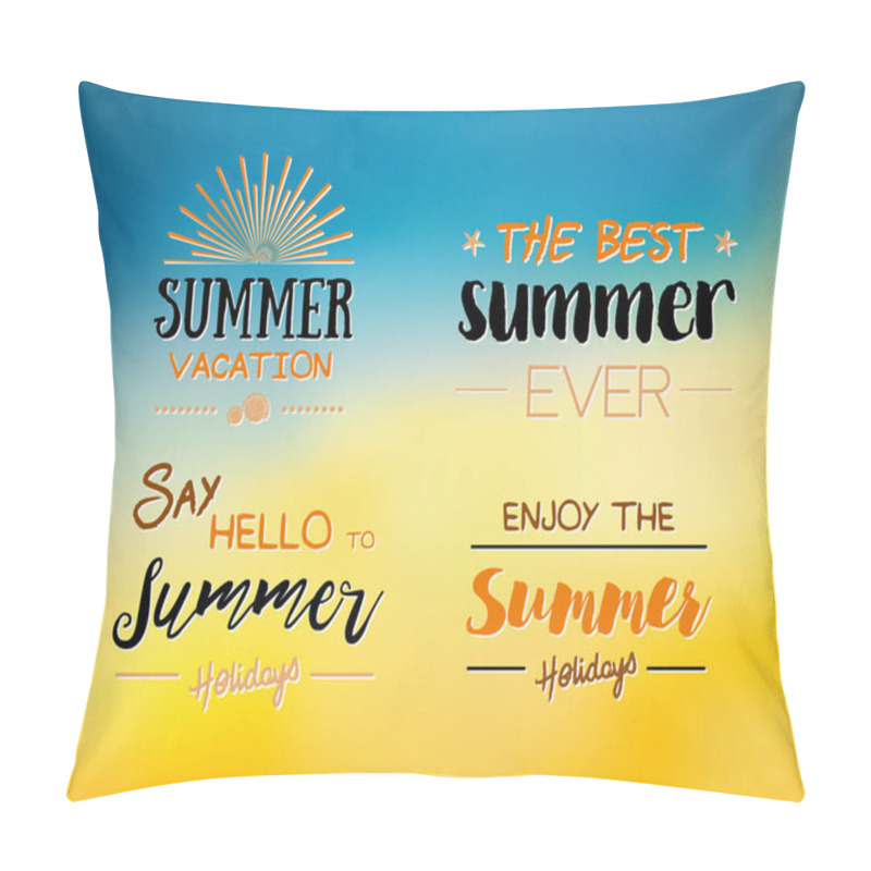 Personality  Enjoy The Summer Time Logo Template. Vector Typographic Design Label. Holidays Lettering.  Tropical Party Paradise, Sea, Sunshine Pillow Covers