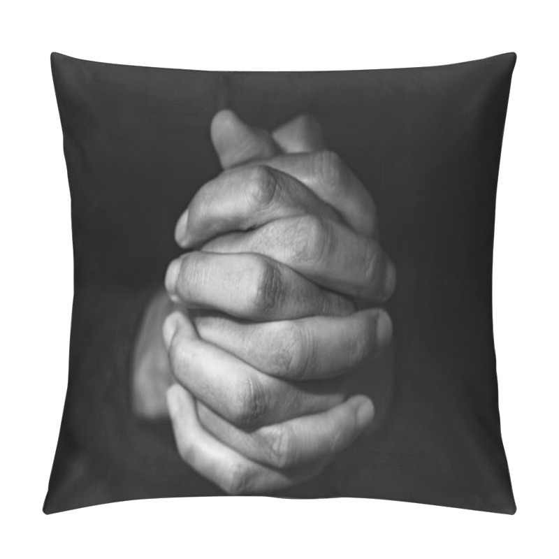 Personality  Man With His Hands Clasped, In Black And White Pillow Covers