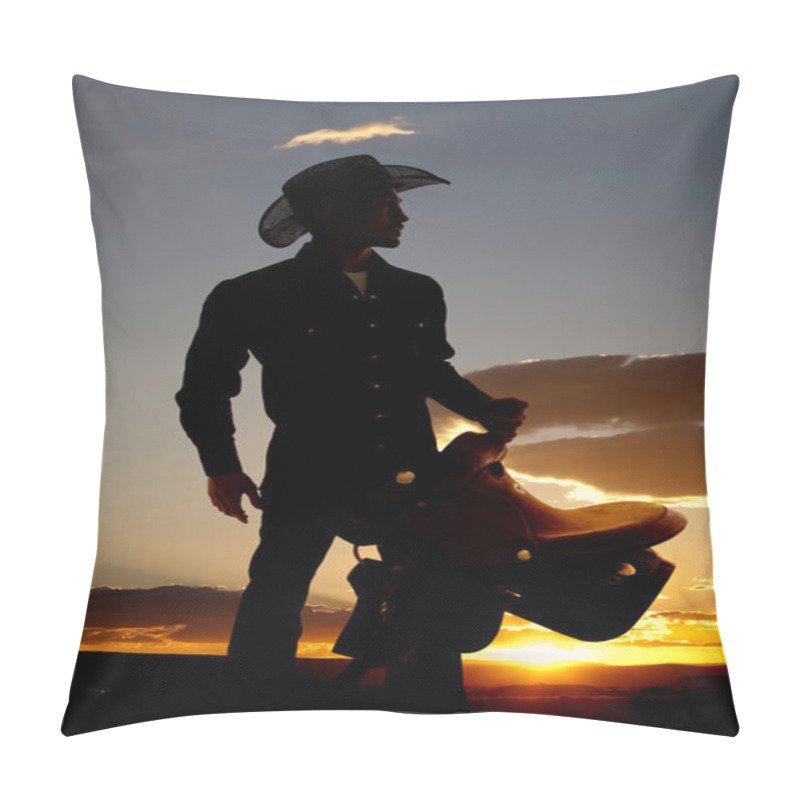 Personality  Cowboy Silhouette With Saddle Pillow Covers