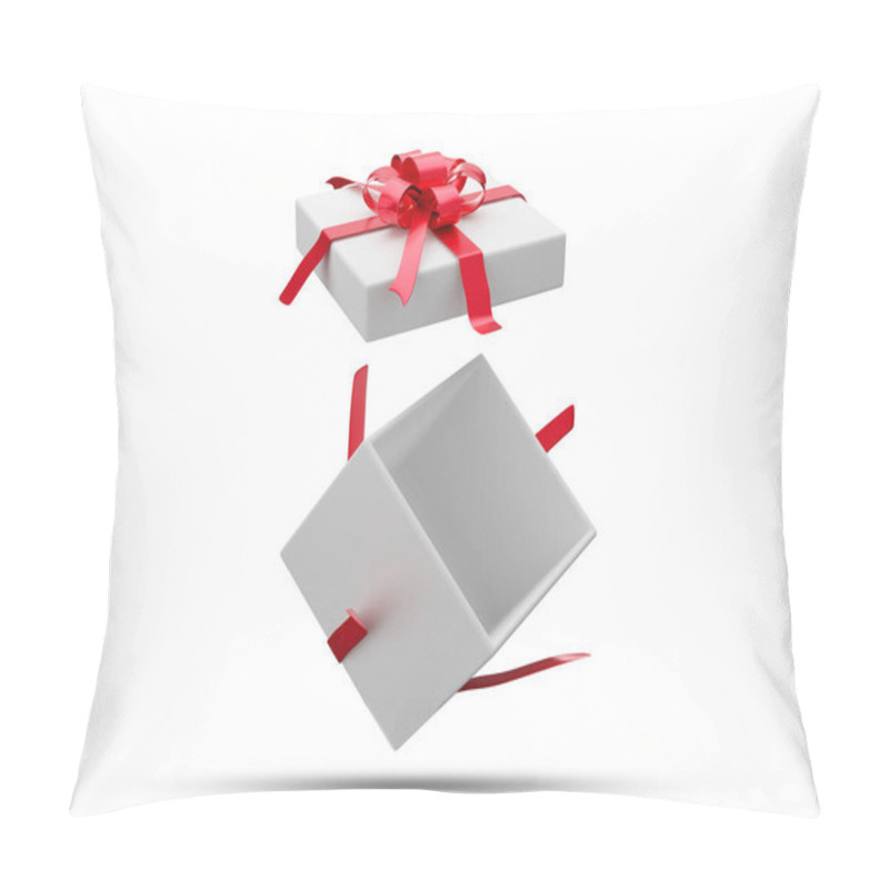 Personality  White Gift Box With Red Ribbon 3D Rendering Set 5 On White Background With Clipping Path. Pillow Covers